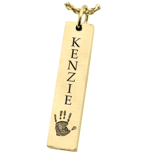 Handprint Bar 14K Gold Pendant Keepsake